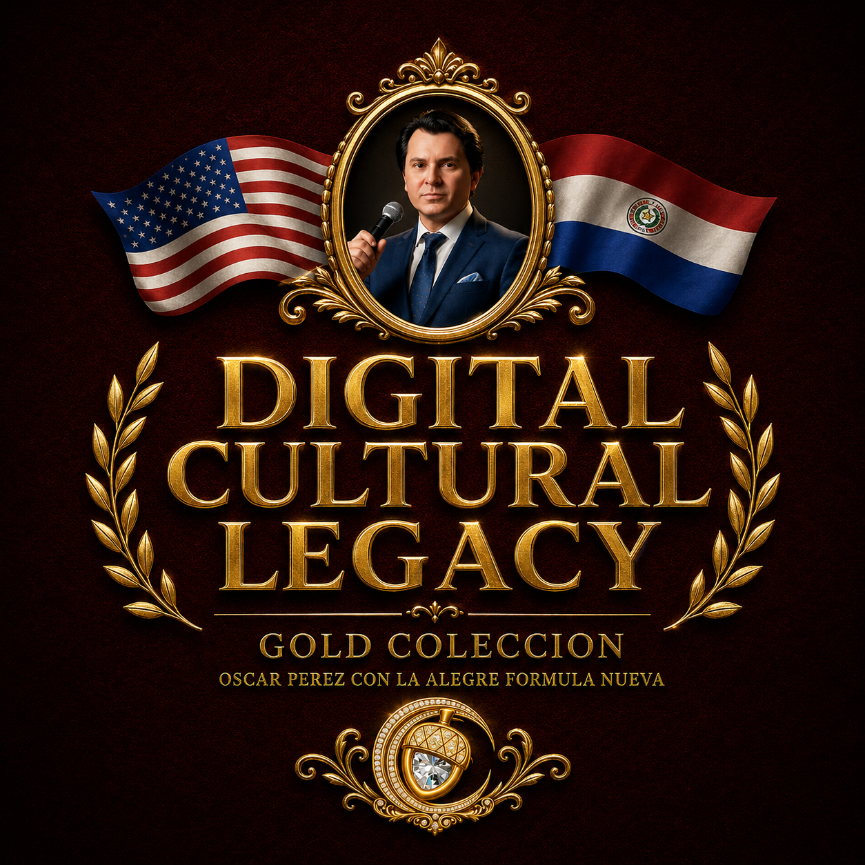 Programa Legado Cultural Digital, Colección de Oro de Oscar Pérez, con las banderas de Estados Unidos y Paraguay